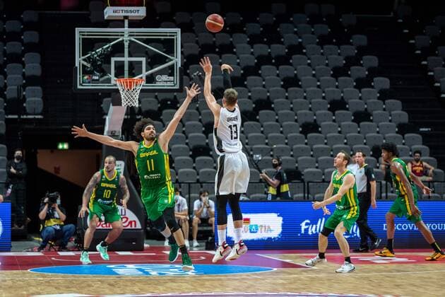 Basketball Split 04 07 2021 Olympic Qualification FIBA Olympic Qualifying Tournament 2020 Final Germany GER Brazil BRA Moritz Wagner Germany, No 13 Anderson Varejao Brazil, No 11