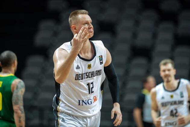 Basketball Split 04 07 2021 Olympic Qualification FIBA Olympic Qualifying Tournament 2020 Final Germany GER Brazil BRA Robin Benzing Germany, No 12 Cheers Germany
