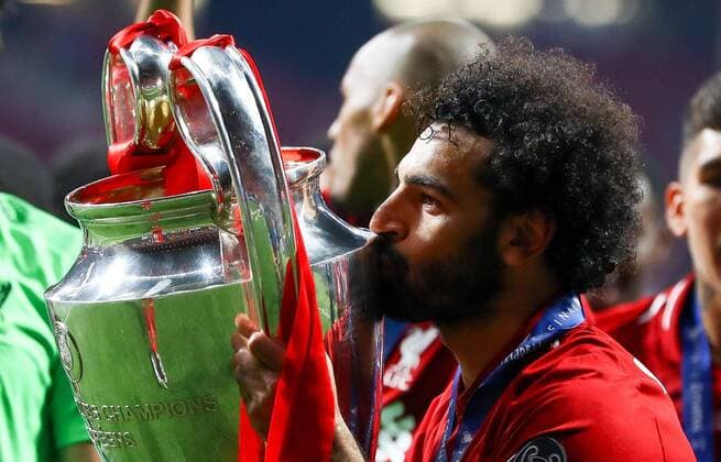 Mandatory Credit: Photo by BPI Shutterstock (10266556ki) Mohamed Salah of Liverpool kisses the Champions League trophy Tottenham Hotspur v Liverpool, UEFA Champions League Final, Football, Wanda Metropolitano Stadium, Madrid, Spain - 01 Jun 2019 Editorial use only Tottenham Hotspur v Liverpool, UEFA Champions League Final, Football, Wanda Metropolitano Stadium, Madrid, Spain - 01 Jun 2019 Editorial use only Copyright: xBPI Shutterstockx 10266556ki