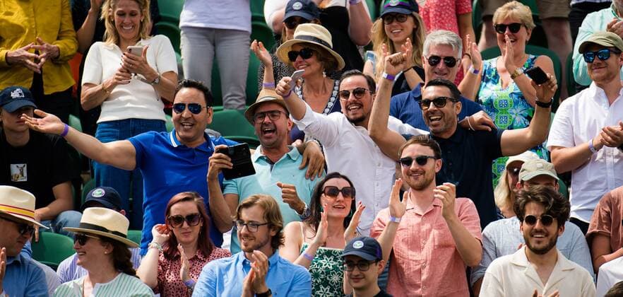 Mandatory Credit: Photo by Rob Prange Shutterstock (12196121k) Ons Jabeur Fans in action during the fourth round at the 2021 Wimbledon Championships Grand Slam tennis tournament Wimbledon Tennis Championships, Day 7, The All England Lawn Tennis and Croquet Club, London, UK - 05 Jul 2021 Wimbledon Tennis Championships, Day 7, The All England Lawn Tennis and Croquet Club, London, UK - 05 Jul 2021  Copyright: xRobxPrange Shutterstockx 12196121k