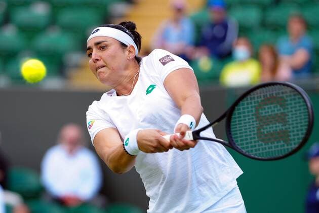 Mandatory Credit: Photo by Javier Garcia Shutterstock (12196117cg) Ons Jabeur during her fourth round match Wimbledon Tennis Championships, Day 7, The All England Lawn Tennis and Croquet Club, London, UK - 05 Jul 2021 Wimbledon Tennis Championships, Day 7, The All England Lawn Tennis and Croquet Club, London, UK - 05 Jul 2021  Copyright: xJavierxGarcia Shutterstockx 12196117cg