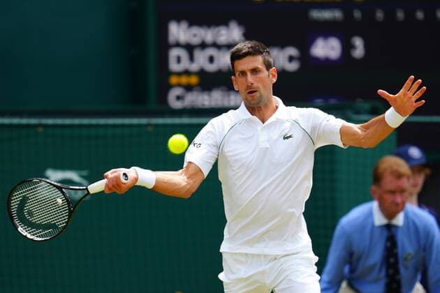 Mandatory Credit: Photo by Javier Garcia Shutterstock (12196117da) Novak Djokovic during his fourth round match Wimbledon Tennis Championships, Day 7, The All England Lawn Tennis and Croquet Club, London, UK - 05 Jul 2021 Wimbledon Tennis Championships, Day 7, The All England Lawn Tennis and Croquet Club, London, UK - 05 Jul 2021  Copyright: xJavierxGarcia Shutterstockx 12196117da