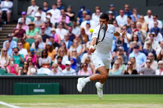 Mandatory Credit: Photo by Javier Garcia Shutterstock (12196117dd) Novak Djokovic during his fourth round match Wimbledon Tennis Championships, Day 7, The All England Lawn Tennis and Croquet Club, London, UK - 05 Jul 2021 Wimbledon Tennis Championships, Day 7, The All England Lawn Tennis and Croquet Club, London, UK - 05 Jul 2021  Copyright: xJavierxGarcia Shutterstockx 12196117dd