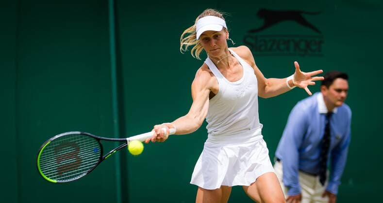 Mandatory Credit: Photo by Rob Prange Shutterstock (12196121ab) Liudmila Samsnova of Russia in action during the fourth round at the 2021 Wimbledon Championships Grand Slam tennis tournament Wimbledon Tennis Championships, Day 7, The All England Lawn Tennis and Croquet Club, London, UK - 05 Jul 2021 Wimbledon Tennis Championships, Day 7, The All England Lawn Tennis and Croquet Club, London, UK - 05 Jul 2021  Copyright: xRobxPrange Shutterstockx 12196121ab