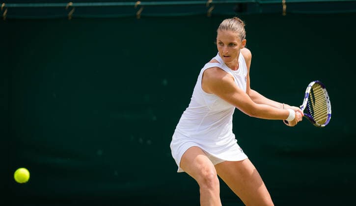 Mandatory Credit: Photo by Rob Prange Shutterstock (12196121ad) Karolina Pliskova of the Czech Republic in action during the fourth round at the 2021 Wimbledon Championships Grand Slam tennis tournament Wimbledon Tennis Championships, Day 7, The All England Lawn Tennis and Croquet Club, London, UK - 05 Jul 2021 Wimbledon Tennis Championships, Day 7, The All England Lawn Tennis and Croquet Club, London, UK - 05 Jul 2021  Copyright: xRobxPrange Shutterstockx 12196121ad