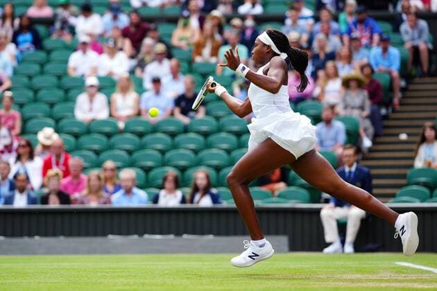 Mandatory Credit: Photo by Javier Garcia Shutterstock (12196117fx) Coco Gauff during her fourth round match Wimbledon Tennis Championships, Day 7, The All England Lawn Tennis and Croquet Club, London, UK - 05 Jul 2021 Wimbledon Tennis Championships, Day 7, The All England Lawn Tennis and Croquet Club, London, UK - 05 Jul 2021  Copyright: xJavierxGarcia Shutterstockx 12196117fx