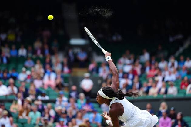 Mandatory Credit: Photo by Javier Garcia Shutterstock (12196117gc) Coco Gauff during her fourth round match Wimbledon Tennis Championships, Day 7, The All England Lawn Tennis and Croquet Club, London, UK - 05 Jul 2021 Wimbledon Tennis Championships, Day 7, The All England Lawn Tennis and Croquet Club, London, UK - 05 Jul 2021  Copyright: xJavierxGarcia Shutterstockx 12196117gc