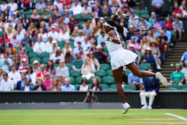 Mandatory Credit: Photo by Javier Garcia Shutterstock (12196117gh) Coco Gauff during her fourth round match Wimbledon Tennis Championships, Day 7, The All England Lawn Tennis and Croquet Club, London, UK - 05 Jul 2021 Wimbledon Tennis Championships, Day 7, The All England Lawn Tennis and Croquet Club, London, UK - 05 Jul 2021  Copyright: xJavierxGarcia Shutterstockx 12196117gh