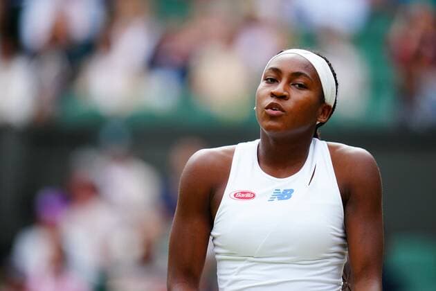 Mandatory Credit: Photo by Javier Garcia Shutterstock (12196117gj) Coco Gauff during her fourth round match Wimbledon Tennis Championships, Day 7, The All England Lawn Tennis and Croquet Club, London, UK - 05 Jul 2021 Wimbledon Tennis Championships, Day 7, The All England Lawn Tennis and Croquet Club, London, UK - 05 Jul 2021  Copyright: xJavierxGarcia Shutterstockx 12196117gj