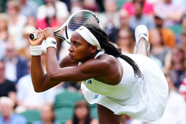 Mandatory Credit: Photo by Javier Garcia Shutterstock (12196117gn) Coco Gauff during her fourth round match Wimbledon Tennis Championships, Day 7, The All England Lawn Tennis and Croquet Club, London, UK - 05 Jul 2021 Wimbledon Tennis Championships, Day 7, The All England Lawn Tennis and Croquet Club, London, UK - 05 Jul 2021  Copyright: xJavierxGarcia Shutterstockx 12196117gn