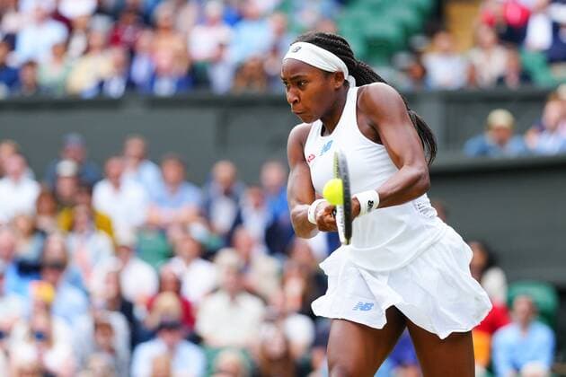 Mandatory Credit: Photo by Javier Garcia Shutterstock (12196117gv) Coco Gauff during her fourth round match Wimbledon Tennis Championships, Day 7, The All England Lawn Tennis and Croquet Club, London, UK - 05 Jul 2021 Wimbledon Tennis Championships, Day 7, The All England Lawn Tennis and Croquet Club, London, UK - 05 Jul 2021  Copyright: xJavierxGarcia Shutterstockx 12196117gv