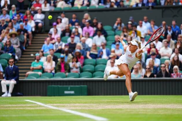 Mandatory Credit: Photo by Javier Garcia Shutterstock (12196117hc) Angelique Kerber during her fourth round match Wimbledon Tennis Championships, Day 7, The All England Lawn Tennis and Croquet Club, London, UK - 05 Jul 2021 Wimbledon Tennis Championships, Day 7, The All England Lawn Tennis and Croquet Club, London, UK - 05 Jul 2021  Copyright: xJavierxGarcia Shutterstockx 12196117hc