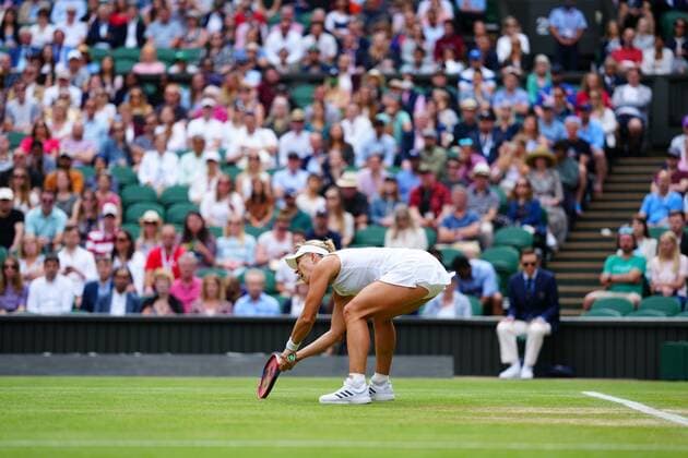 Mandatory Credit: Photo by Javier Garcia Shutterstock (12196117hg) Angelique Kerber during her fourth round match Wimbledon Tennis Championships, Day 7, The All England Lawn Tennis and Croquet Club, London, UK - 05 Jul 2021 Wimbledon Tennis Championships, Day 7, The All England Lawn Tennis and Croquet Club, London, UK - 05 Jul 2021  Copyright: xJavierxGarcia Shutterstockx 12196117hg