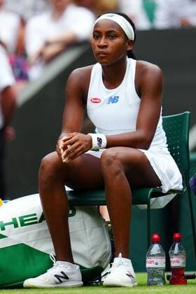 Mandatory Credit: Photo by Javier Garcia Shutterstock (12196117jc) Coco Gauff during her fourth round match Wimbledon Tennis Championships, Day 7, The All England Lawn Tennis and Croquet Club, London, UK - 05 Jul 2021 Wimbledon Tennis Championships, Day 7, The All England Lawn Tennis and Croquet Club, London, UK - 05 Jul 2021  Copyright: xJavierxGarcia Shutterstockx 12196117jc