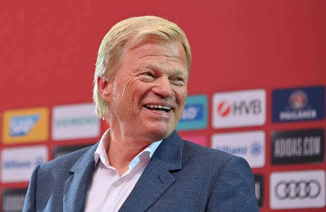 MUNICH, GERMANY JULY 05 New CEO of FC Bayern Muenchen Oliver Kahn C and president of FC Bayern Muenchen Herbert Hainer R address a video press conference at Allianz Arena on July 05, 2021 in Munich, Germany From July 1, 2021, former goalkeeper Oliver Kahn took over from Karl Heinz Rummenigge as CEO of FC Bayern Muenchen Photo by Sebastian Widmann Getty Images Pool Pressefoto Rudel FC Bayern Muenchen Press Conference 775676184