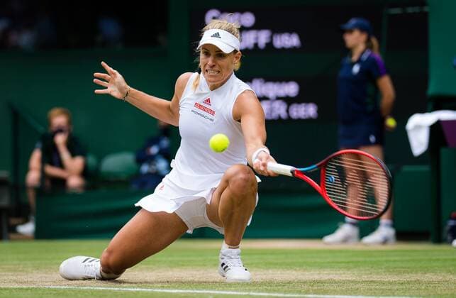Mandatory Credit: Photo by Rob Prange Shutterstock (12196121cd) Angelique Kerber of Germany in action during the fourth round at the 2021 Wimbledon Championships Grand Slam tennis tournament Wimbledon Tennis Championships, Day 7, The All England Lawn Tennis and Croquet Club, London, UK - 05 Jul 2021 Wimbledon Tennis Championships, Day 7, The All England Lawn Tennis and Croquet Club, London, UK - 05 Jul 2021  Copyright: xRobxPrange Shutterstockx 12196121cd