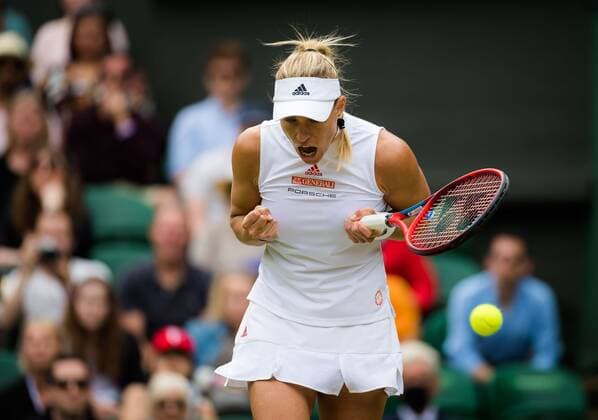 Mandatory Credit: Photo by Rob Prange Shutterstock (12196121bw) Angelique Kerber of Germany in action during the fourth round at the 2021 Wimbledon Championships Grand Slam tennis tournament Wimbledon Tennis Championships, Day 7, The All England Lawn Tennis and Croquet Club, London, UK - 05 Jul 2021 Wimbledon Tennis Championships, Day 7, The All England Lawn Tennis and Croquet Club, London, UK - 05 Jul 2021  Copyright: xRobxPrange Shutterstockx 12196121bw