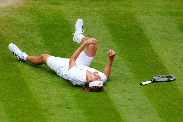 Mandatory Credit: Photo by Javier Garcia Shutterstock (12196117ka) Alexander Zverev oin the ground, injured, during his fourth round match Wimbledon Tennis Championships, Day 7, The All England Lawn Tennis and Croquet Club, London, UK - 05 Jul 2021 Wimbledon Tennis Championships, Day 7, The All England Lawn Tennis and Croquet Club, London, UK - 05 Jul 2021  Copyright: xJavierxGarcia Shutterstockx 12196117ka