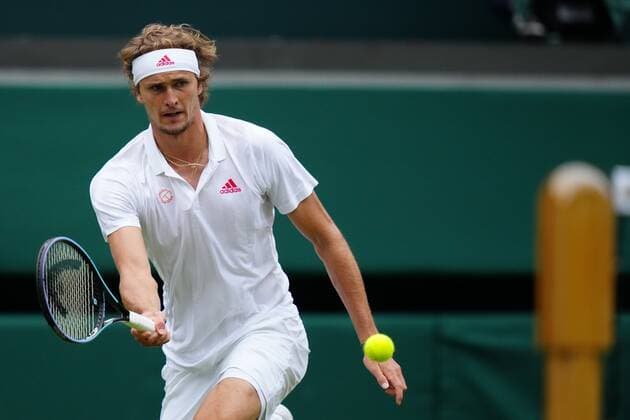Mandatory Credit: Photo by Shutterstock (12196118ey) Alexander Zverev during his fourth round match Wimbledon Tennis Championships, Day 7, The All England Lawn Tennis and Croquet Club, London, UK - 05 Jul 2021 Wimbledon Tennis Championships, Day 7, The All England Lawn Tennis and Croquet Club, London, UK - 05 Jul 2021  Copyright: xShutterstockx 12196118ey