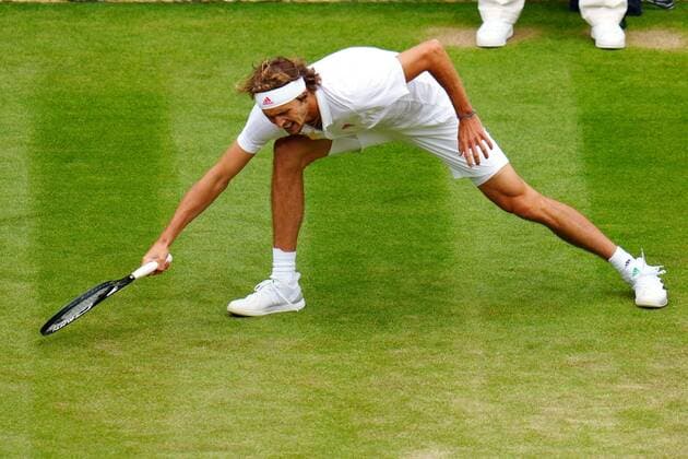 Mandatory Credit: Photo by Javier Garcia Shutterstock (12196117kf) Alexander Zverev loses his footing and complains about the grass during his fourth round match Wimbledon Tennis Championships, Day 7, The All England Lawn Tennis and Croquet Club, London, UK - 05 Jul 2021 Wimbledon Tennis Championships, Day 7, The All England Lawn Tennis and Croquet Club, London, UK - 05 Jul 2021  Copyright: xJavierxGarcia Shutterstockx 12196117kf