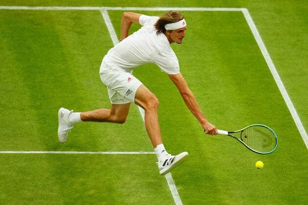 Mandatory Credit: Photo by Javier Garcia Shutterstock (12196117kp) Alexander Zverev during his fourth round match Wimbledon Tennis Championships, Day 7, The All England Lawn Tennis and Croquet Club, London, UK - 05 Jul 2021 Wimbledon Tennis Championships, Day 7, The All England Lawn Tennis and Croquet Club, London, UK - 05 Jul 2021  Copyright: xJavierxGarcia Shutterstockx 12196117kp