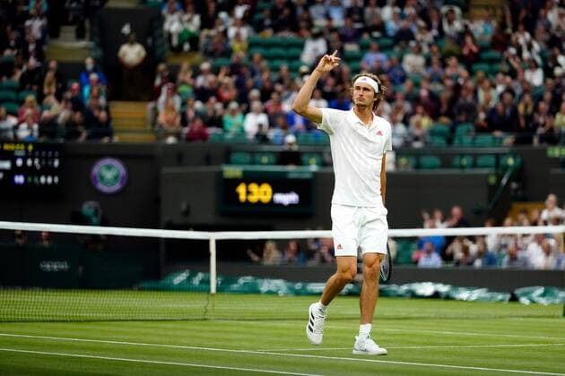 Mandatory Credit: Photo by Shutterstock (12196118gj) Alexander Zverev during his fourth round match Wimbledon Tennis Championships, Day 7, The All England Lawn Tennis and Croquet Club, London, UK - 05 Jul 2021 Wimbledon Tennis Championships, Day 7, The All England Lawn Tennis and Croquet Club, London, UK - 05 Jul 2021  Copyright: xShutterstockx 12196118gj