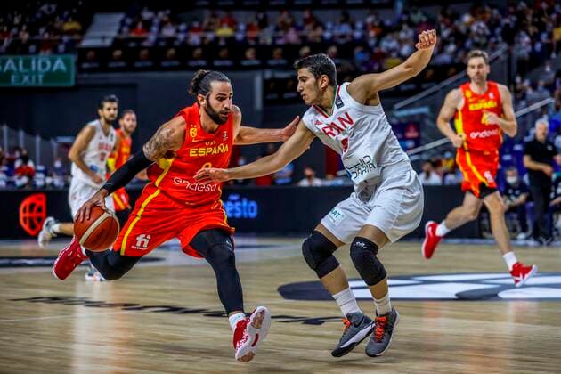 Spain s Ricky Rubio (L) in action during a friendly match between Spain and Iran in the beginning of the preparation stage for the Tokyo 2020 Olympic Games, Olympische Spiele, Olympia, OS basketball tournament, at WiZink Center in Madrid, Spain, 05 July 2021. EFE. JuanJo Martín Spain - Iran !ACHTUNG: NUR REDAKTIONELLE NUTZUNG!  Copyright: xJUANJOxMARTINx GRAF4387 20210705-88329a37af2f57ef5bd0793eef2bcea6d73b1411