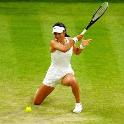 Mandatory Credit: Photo by Javier Garcia Shutterstock (12196117nj) Emma Raducanu during her fourth round match Wimbledon Tennis Championships, Day 7, The All England Lawn Tennis and Croquet Club, London, UK - 05 Jul 2021 Wimbledon Tennis Championships, Day 7, The All England Lawn Tennis and Croquet Club, London, UK - 05 Jul 2021  Copyright: xJavierxGarcia Shutterstockx 12196117nj