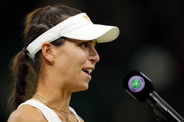 Mandatory Credit: Photo by Shutterstock (12196118kp) Ajla Tomljanovic interviewed after Emma Raducanu withdrew from their fourth round match Wimbledon Tennis Championships, Day 7, The All England Lawn Tennis and Croquet Club, London, UK - 05 Jul 2021 Wimbledon Tennis Championships, Day 7, The All England Lawn Tennis and Croquet Club, London, UK - 05 Jul 2021  Copyright: xShutterstockx 12196118kp