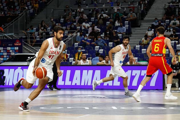 July 5, 2021, MADRID, MADRID, SPAIN: Arsalan K. Naeini of Iran in action during the Tokyo 2020 Challenge preparatory basketball match played between Spain and Iran at Wizink Center on July 05, 2021 in Madrid, Spain. MADRID SPAIN - ZUMAa181 20210705_zaa_a181_202 Copyright: xOscarxJ.xBarrosox