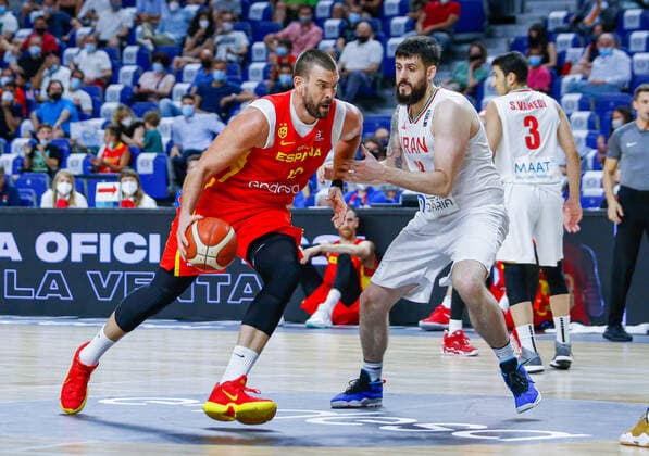 MATCH Preparation Tour Olympic Games Tokyo 2020 Friendly Match Spanish Mens National Team Wizink Center, Madrid Spain vs Iran Marc Gasol Aaron Geramipoor Madrid Madrid Madrid spain Basketball  Copyright: xAlbaxPachecox