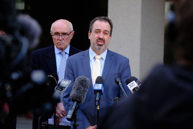 GRAND PRIX CANCELLATION PRESSER, (L-R) Paul Little AO, Chairman of the Australian Grand Prix Corporation and Victorian Minister for Tourism, and Major Events Martin Pakula speak to the media during a press conference, PK, Pressekonferenz in Melbourne, Tuesday, July 6, 2021. The Australian Formula One grand prix is set to be cancelled for a second straight year due to concerns from the teams regarding the quarantine hub. ( NO ARCHIVING, EDITORIAL USE ONLY, NO USE IN BOOKS WITHOUT CONSENT MELBOURNE VIC AUSTRALIA Copyright: xLUISxASCUIx 20210706001555174926
