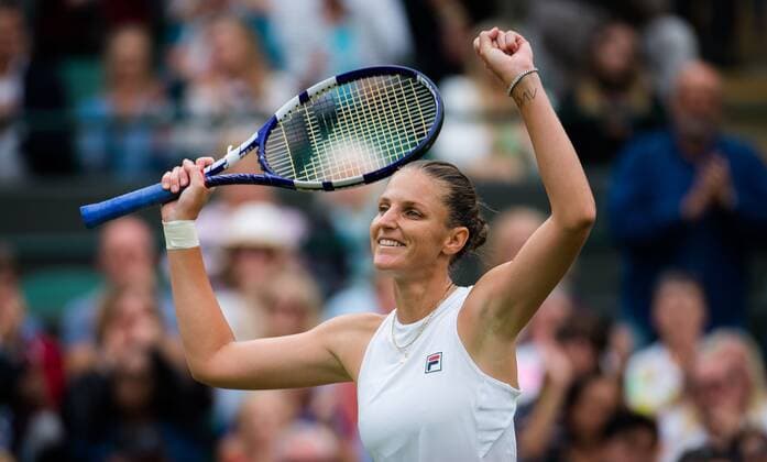 Mandatory Credit: Photo by Rob Prange Shutterstock (12197719j) Karolina Pliskova of the Czech Republic in action during the quarter-final at the 2021 Wimbledon Championships Grand Slam tennis tournament Wimbledon Tennis Championships, Day 8, The All England Lawn Tennis and Croquet Club, London, UK - 06 Jul 2021 Wimbledon Tennis Championships, Day 8, The All England Lawn Tennis and Croquet Club, London, UK - 06 Jul 2021  Copyright: xRobxPrange Shutterstockx 12197719j