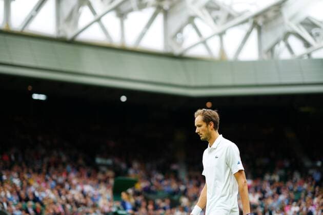 Mandatory Credit: Photo by Javier Garcia Shutterstock (12197711ai) Daniil Medvedev during his fourth round match Wimbledon Tennis Championships, Day 8, The All England Lawn Tennis and Croquet Club, London, UK - 06 Jul 2021 Wimbledon Tennis Championships, Day 8, The All England Lawn Tennis and Croquet Club, London, UK - 06 Jul 2021  Copyright: xJavierxGarcia Shutterstockx 12197711ai