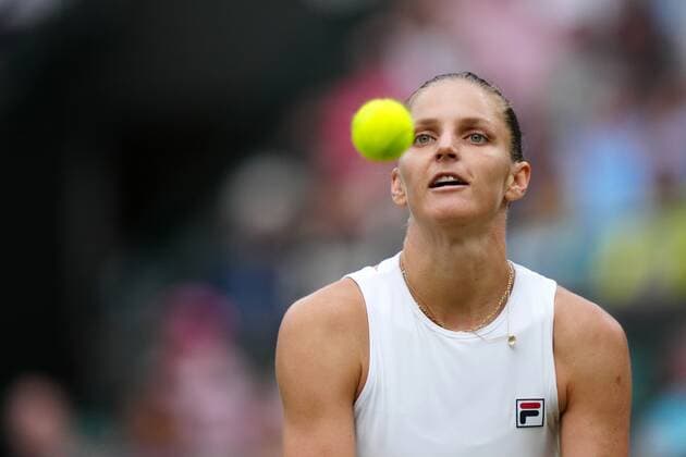 Mandatory Credit: Photo by Shutterstock (12197712p) Karolina Pliskova during her quarter-final match Wimbledon Tennis Championships, Day 8, The All England Lawn Tennis and Croquet Club, London, UK - 06 Jul 2021 Wimbledon Tennis Championships, Day 8, The All England Lawn Tennis and Croquet Club, London, UK - 06 Jul 2021  Copyright: xShutterstockx 12197712p