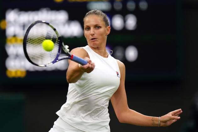 Mandatory Credit: Photo by Shutterstock (12197712ab) Karolina Pliskova during her quarter-final match Wimbledon Tennis Championships, Day 8, The All England Lawn Tennis and Croquet Club, London, UK - 06 Jul 2021 Wimbledon Tennis Championships, Day 8, The All England Lawn Tennis and Croquet Club, London, UK - 06 Jul 2021  Copyright: xShutterstockx 12197712ab