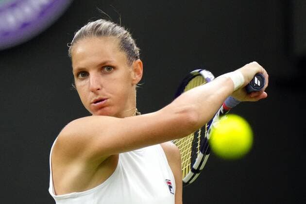 Mandatory Credit: Photo by Shutterstock (12197712v) Karolina Pliskova during her quarter-final match Wimbledon Tennis Championships, Day 8, The All England Lawn Tennis and Croquet Club, London, UK - 06 Jul 2021 Wimbledon Tennis Championships, Day 8, The All England Lawn Tennis and Croquet Club, London, UK - 06 Jul 2021  Copyright: xShutterstockx 12197712v