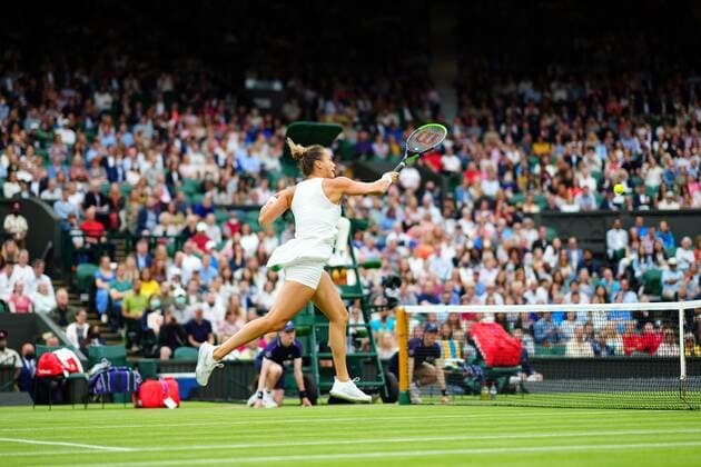 Mandatory Credit: Photo by Javier Garcia Shutterstock (12197711aq) Aryna Sabalenka during her quarter-final match Wimbledon Tennis Championships, Day 8, The All England Lawn Tennis and Croquet Club, London, UK - 06 Jul 2021 Wimbledon Tennis Championships, Day 8, The All England Lawn Tennis and Croquet Club, London, UK - 06 Jul 2021  Copyright: xJavierxGarcia Shutterstockx 12197711aq