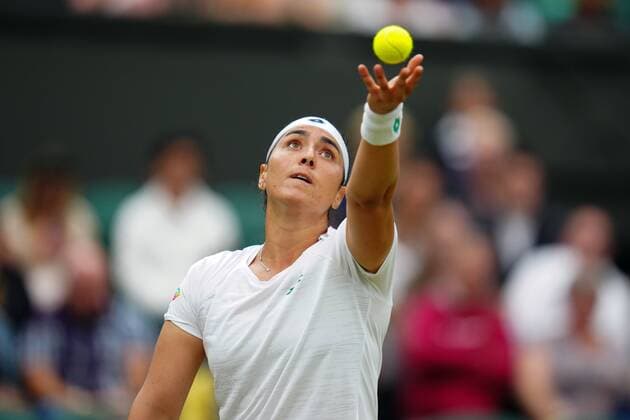 Mandatory Credit: Photo by Javier Garcia Shutterstock (12197711bq) Ons Jabeur during her quarter-final match Wimbledon Tennis Championships, Day 8, The All England Lawn Tennis and Croquet Club, London, UK - 06 Jul 2021 Wimbledon Tennis Championships, Day 8, The All England Lawn Tennis and Croquet Club, London, UK - 06 Jul 2021  Copyright: xJavierxGarcia Shutterstockx 12197711bq
