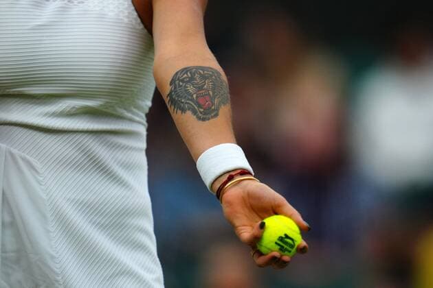 Mandatory Credit: Photo by Javier Garcia Shutterstock (12197711ck) Aryna Sabalenka during her quarter-final match Wimbledon Tennis Championships, Day 8, The All England Lawn Tennis and Croquet Club, London, UK - 06 Jul 2021 Wimbledon Tennis Championships, Day 8, The All England Lawn Tennis and Croquet Club, London, UK - 06 Jul 2021  Copyright: xJavierxGarcia Shutterstockx 12197711ck