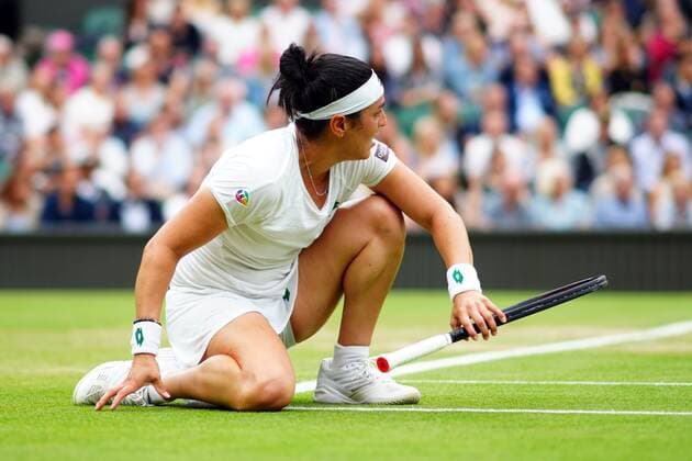 Mandatory Credit: Photo by Javier Garcia Shutterstock (12197711cn) Ons Jabeur during her quarter-final match Wimbledon Tennis Championships, Day 8, The All England Lawn Tennis and Croquet Club, London, UK - 06 Jul 2021 Wimbledon Tennis Championships, Day 8, The All England Lawn Tennis and Croquet Club, London, UK - 06 Jul 2021  Copyright: xJavierxGarcia Shutterstockx 12197711cn