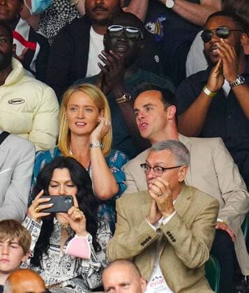 Mandatory Credit: Photo by Javier Garcia Shutterstock (12197711cz) Stormzy, Ant McPartlin and Anne-Marie Corbett watching the action on Centre Court Wimbledon Tennis Championships, Day 8, The All England Lawn Tennis and Croquet Club, London, UK - 06 Jul 2021 Wimbledon Tennis Championships, Day 8, The All England Lawn Tennis and Croquet Club, London, UK - 06 Jul 2021  Copyright: xJavierxGarcia Shutterstockx 12197711cz