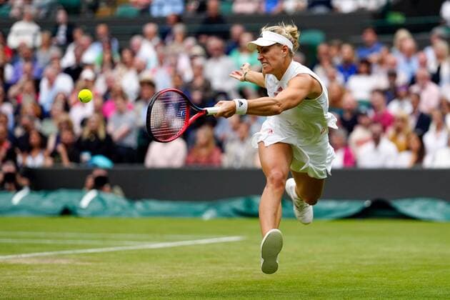 Mandatory Credit: Photo by Shutterstock (12197712bi) Angelique Kerber during her quarter-final match Wimbledon Tennis Championships, Day 8, The All England Lawn Tennis and Croquet Club, London, UK - 06 Jul 2021 Wimbledon Tennis Championships, Day 8, The All England Lawn Tennis and Croquet Club, London, UK - 06 Jul 2021  Copyright: xShutterstockx 12197712bi