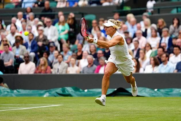 Mandatory Credit: Photo by Shutterstock (12197712bk) Angelique Kerber during her quarter-final match Wimbledon Tennis Championships, Day 8, The All England Lawn Tennis and Croquet Club, London, UK - 06 Jul 2021 Wimbledon Tennis Championships, Day 8, The All England Lawn Tennis and Croquet Club, London, UK - 06 Jul 2021  Copyright: xShutterstockx 12197712bk
