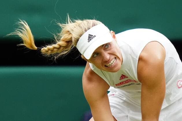 Mandatory Credit: Photo by Shutterstock (12197712cs) Angelique Kerber during her quarter-final match Wimbledon Tennis Championships, Day 8, The All England Lawn Tennis and Croquet Club, London, UK - 06 Jul 2021 Wimbledon Tennis Championships, Day 8, The All England Lawn Tennis and Croquet Club, London, UK - 06 Jul 2021  Copyright: xShutterstockx 12197712cs