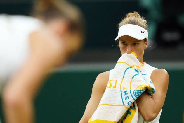 Mandatory Credit: Photo by Shutterstock (12197712ds) Viktorija Golubic during her quarter-final match Wimbledon Tennis Championships, Day 8, The All England Lawn Tennis and Croquet Club, London, UK - 06 Jul 2021 Wimbledon Tennis Championships, Day 8, The All England Lawn Tennis and Croquet Club, London, UK - 06 Jul 2021  Copyright: xShutterstockx 12197712ds