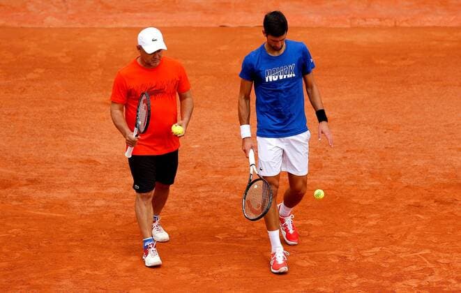 Mandatory Credit: Photo by Ella Ling BPI Shutterstock (10248036m) Novak Djokovic of Serbia in action with coach Marian Vajda French Open Tennis Championships, Practice Day 02, Roland Garros, Paris, France - 25 May 2019 French Open Tennis Championships, Practice Day 02, Roland Garros, Paris, France - 25 May 2019  Copyright: xEllaxLing BPI Shutterstockx 10248036m