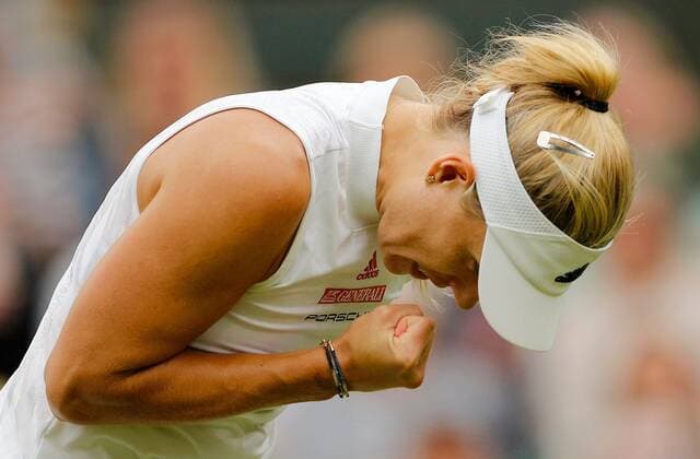 Mandatory Credit: Photo by Shutterstock (12197713ab) Angelique Kerber of Germany celebrates Wimbledon Tennis Championships, Day 8, The All England Lawn Tennis and Croquet Club, London, UK - 06 Jul 2021 Wimbledon Tennis Championships, Day 8, The All England Lawn Tennis and Croquet Club, London, UK - 06 Jul 2021  Copyright: xShutterstockx 12197713ab