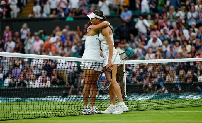 Mandatory Credit: Photo by Shutterstock (12197712em) Australian players Ajla Tomijanovic and Ashleigh Barty left after their quarter final defeat Wimbledon Tennis Championships, Day 8, The All England Lawn Tennis and Croquet Club, London, UK - 06 Jul 2021 Wimbledon Tennis Championships, Day 8, The All England Lawn Tennis and Croquet Club, London, UK - 06 Jul 2021  Copyright: xShutterstockx 12197712em