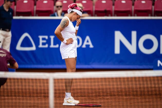 210706 Aliona Bolsova, Spain, depresses during day 2 of the Nordea Open on July 6, 2021 in Bastad,  Copyright: MATHILDAxAHLBERG BB210706ZO017